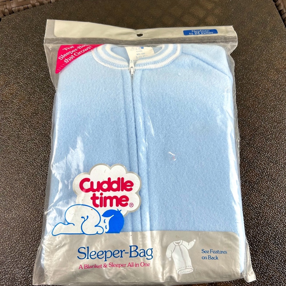 Vintage Cuddle Time Infant Long Sleeve Sleeper-Bag Zip Front Size NB-24mon